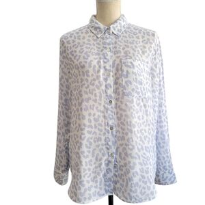 Rails Ellis Blue‎ Jaguar 100% Organic Cotton Button-Down Shirt Blouse
